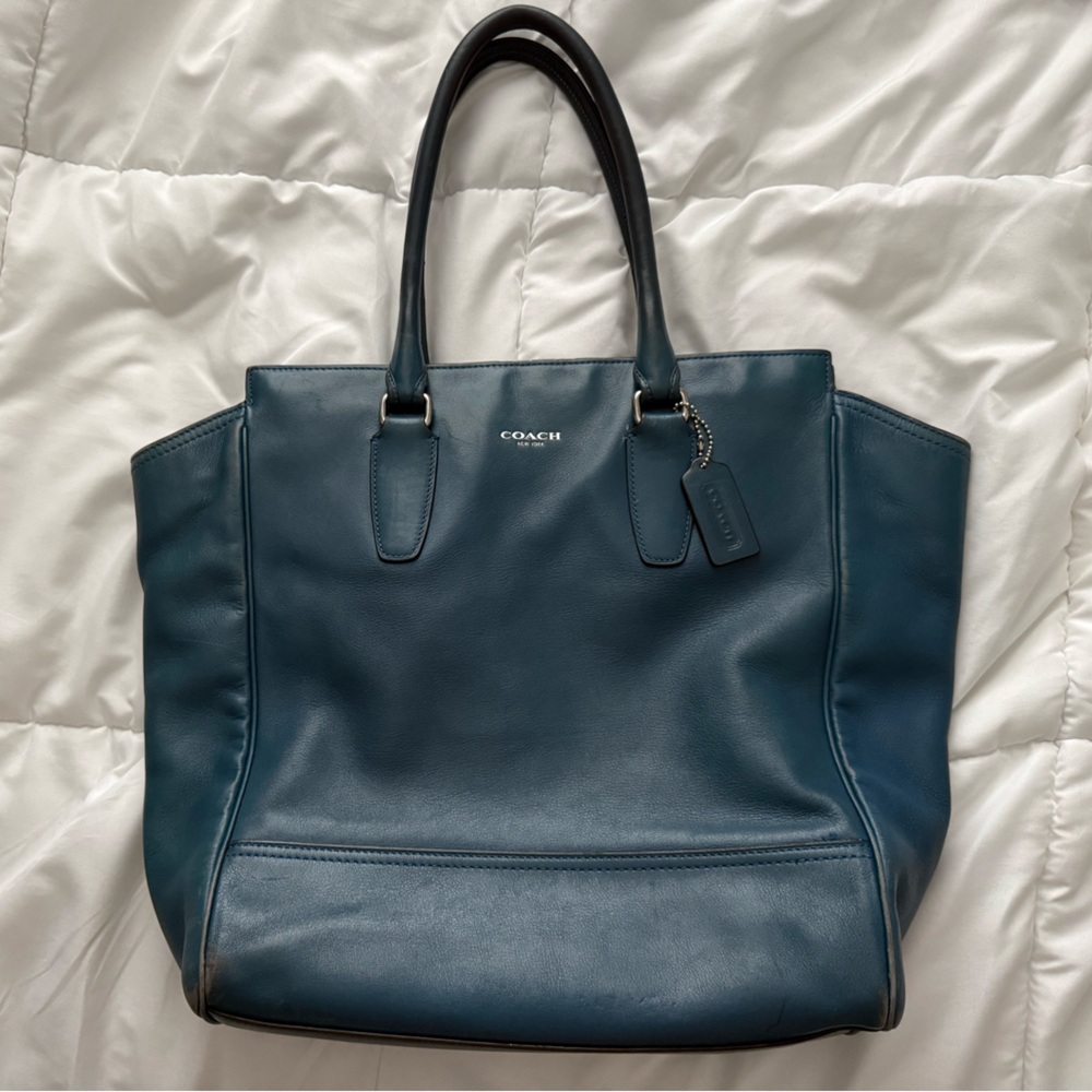 Vintage blue leather Coach Legacy tote bag